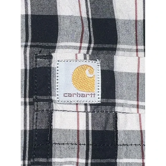 Carhartt Relaxed Fit Short Sleeve Button Down Plaid Shirt Men's Size 2XL - Picture 16 of 16